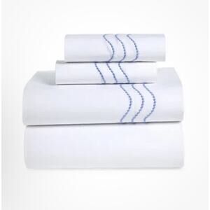 Matouk Serena Queen Sheet Set Spring Blue 350 Thread Count 100% Cotton NEW $680